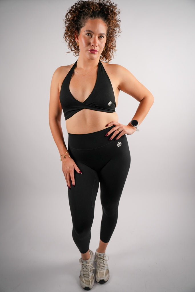 Core Cross Over Halter Neck Sports Bra