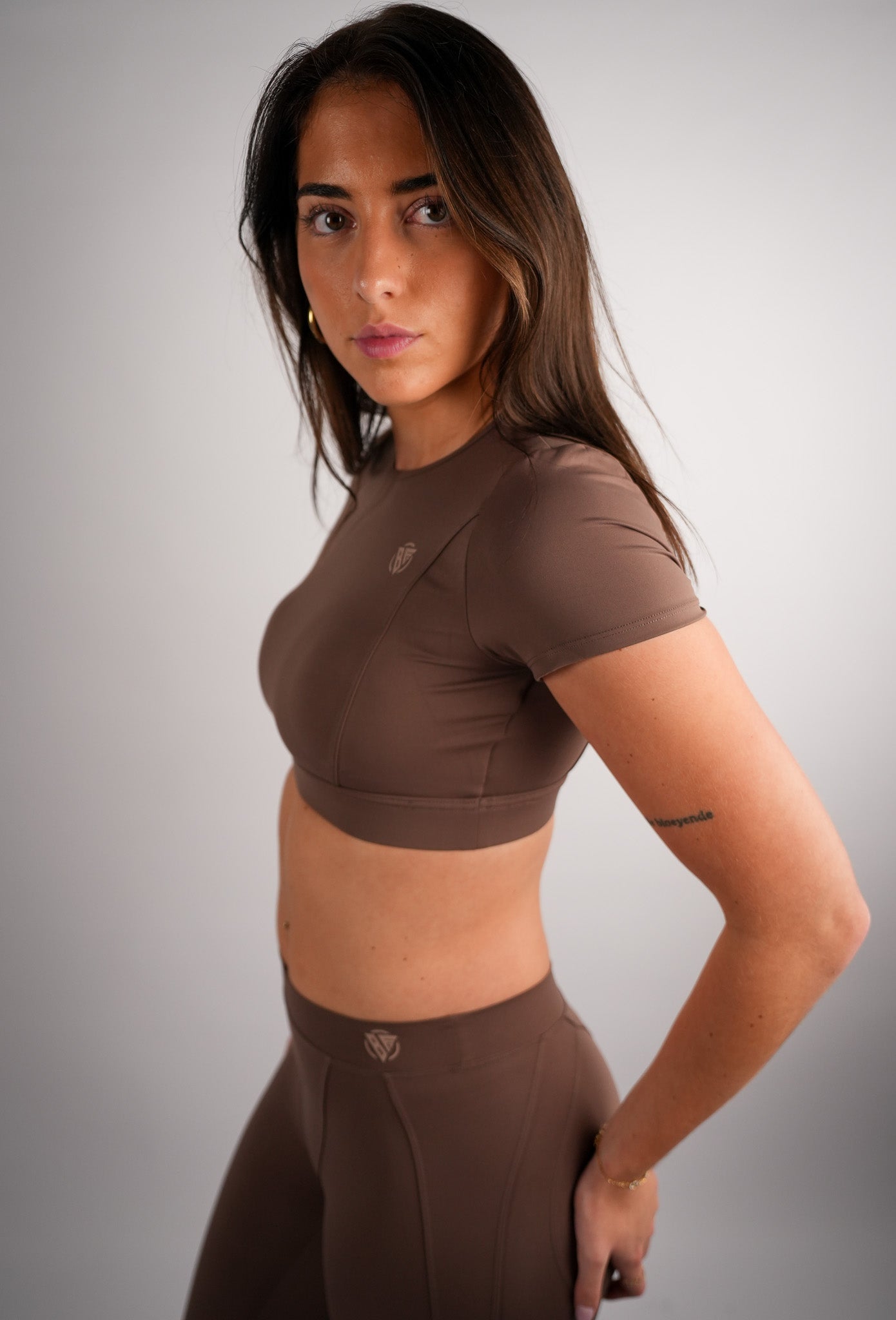 Axis Short Sleeve Crop Top Built-In Bra