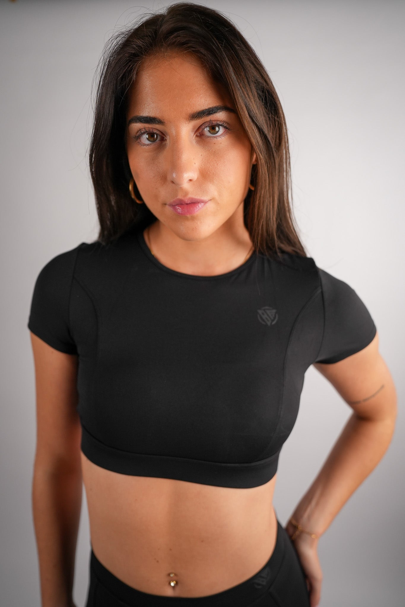 Axis Short Sleeve Crop Top Built-In Bra