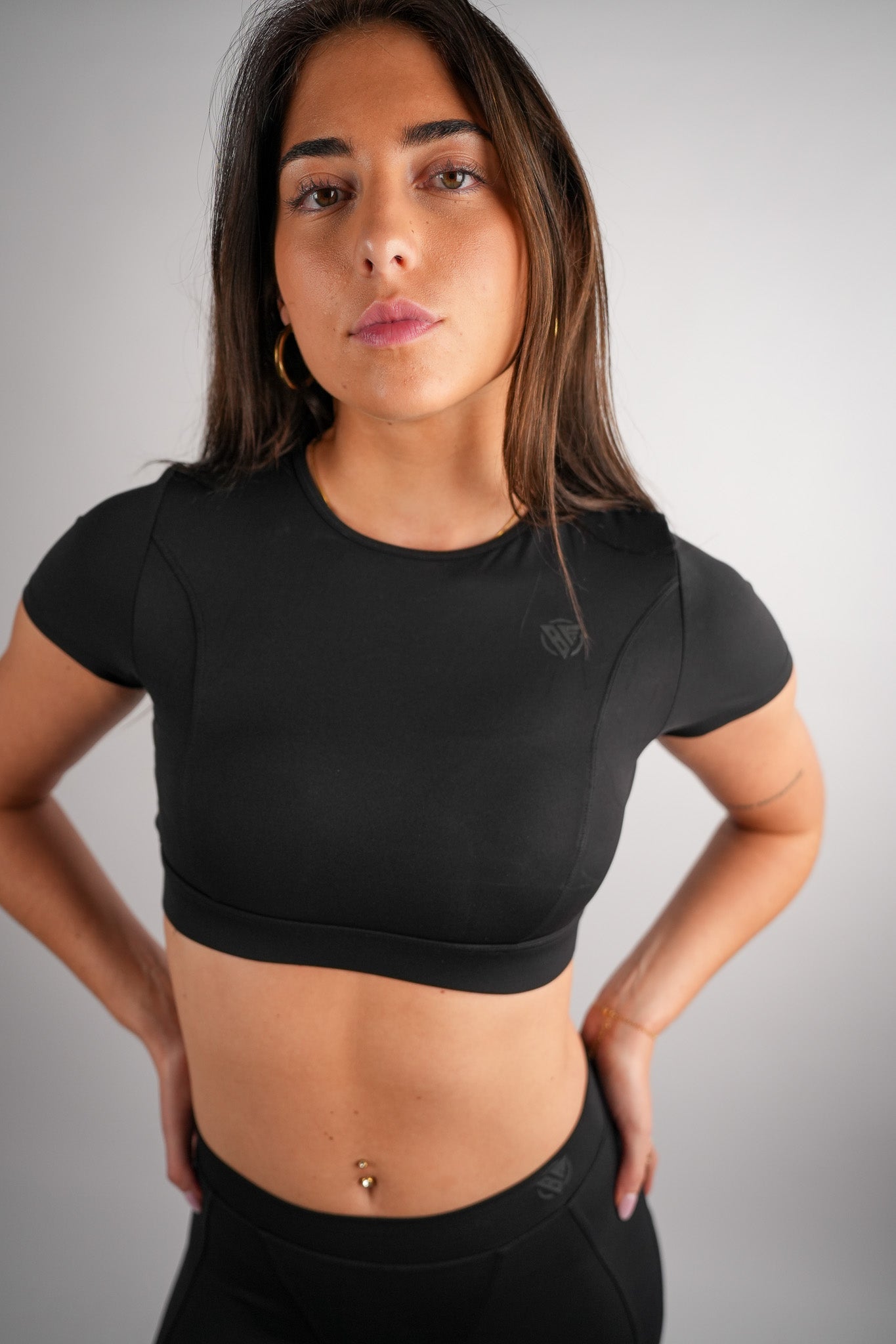 Axis Short Sleeve Crop Top Built-In Bra