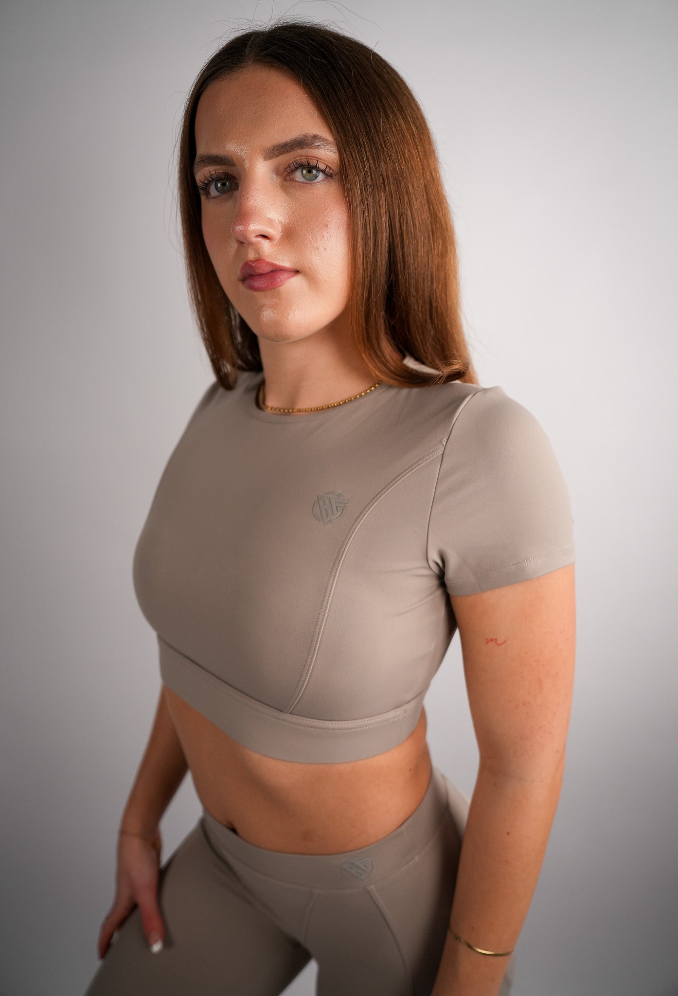 Axis Short Sleeve Crop Top Built-In Bra